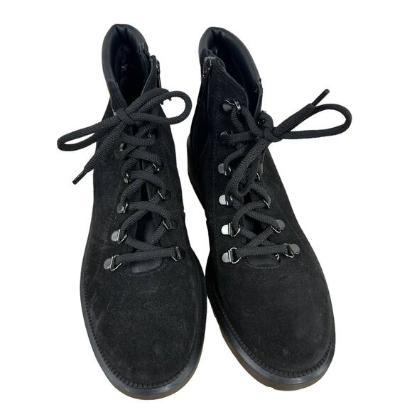 Aquatalia NWOB Liviana Black Lace Up Ankle Boot Women's Size 8.5M Suede Leather - Picture 5 of 8